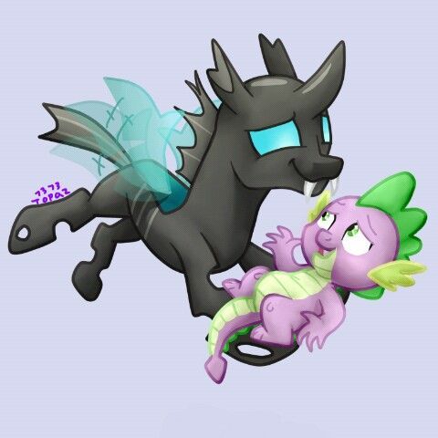 Полетели... - My Little Pony, MLP Gay, Spike, Changeling, Шиппинг