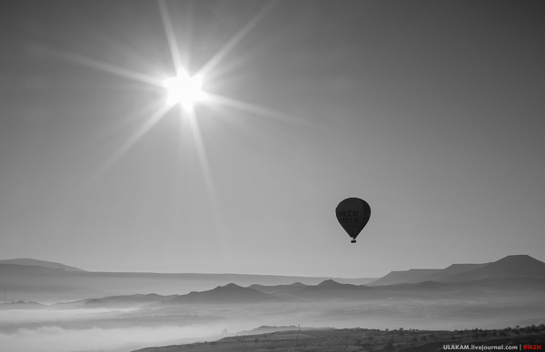 Sun in the face. - My, Photo, Sky, The sun, The mountains, Fog, Turkey, Cappadocia, Minimalism