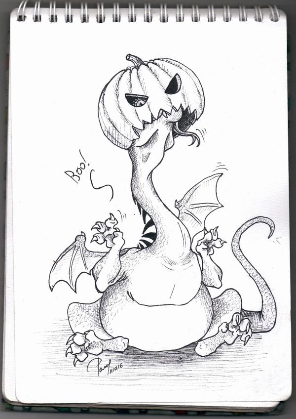 Themed dragons - Longpost, Images, Art, Friday, The Dragon, Halloween, Drawing, My
