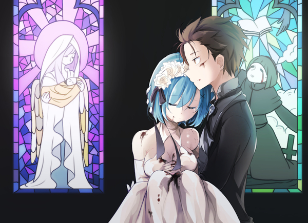 Rem and Subaru - Аниме, Anime Art, Re:Zero Kara, Rem, Natsuki Subaru, Rem (Re:Zero Kara)