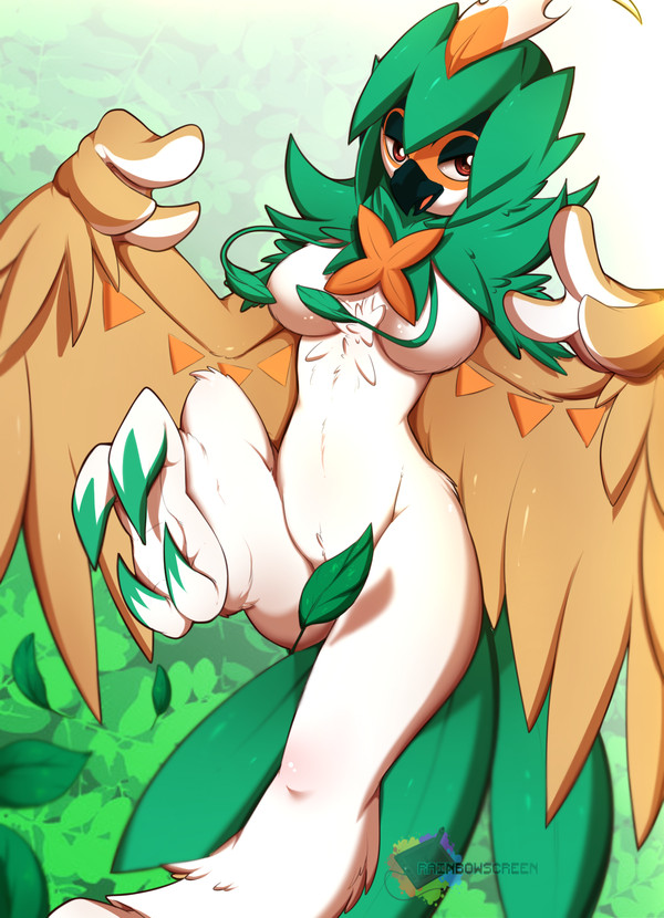 Decidueye - NSFW, Rainbowscreen, Decidueye, Furotica, Фурри, Антро, Покемоны, Арт, Avian, Furry avian