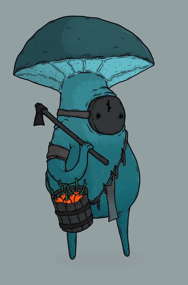 mushroom farmer - My, Drawing, SAI, Mushrooms, Farmer, Carrot, Mask