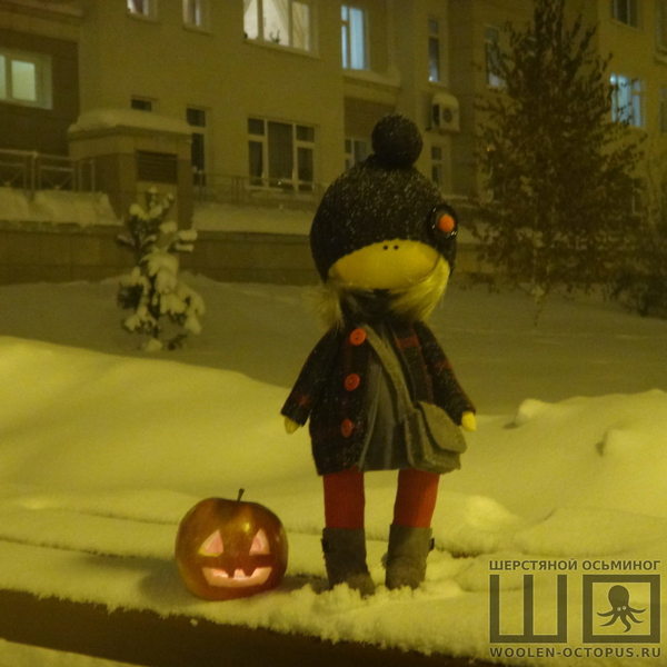 Harsh Siberian Halloween - My, Textile doll, Halloween, Toys, Needlework, Interior doll, Longpost