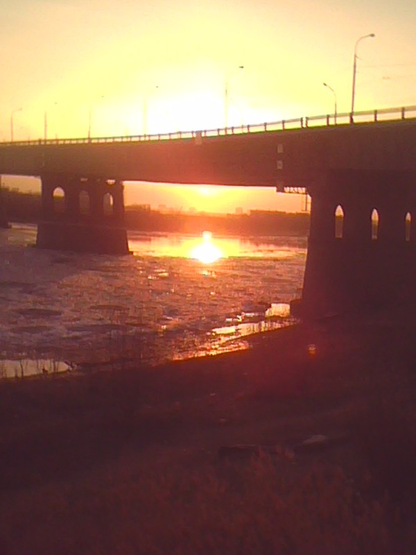 Photo on Chinese Nokia N-8 Omsk bridge across the Irtysh River - My, , Landscape, Omsk, 