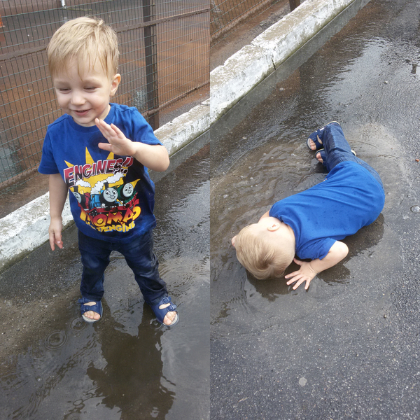 My first summer rain. They even let me dive into the puddle. - Children's happiness, Bliss, Hooligans, Children