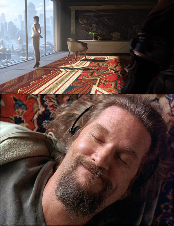 Your face when you realize that the carpet sets the style for the entire short film. - My, Overwatch, The Big Lebowski, Carpet, Sombra