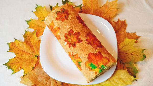 Autumn biscuit roll. Delicious and beautiful! - Cooking, Dessert, Yummy, Longpost, My, Recipe, Biscuit