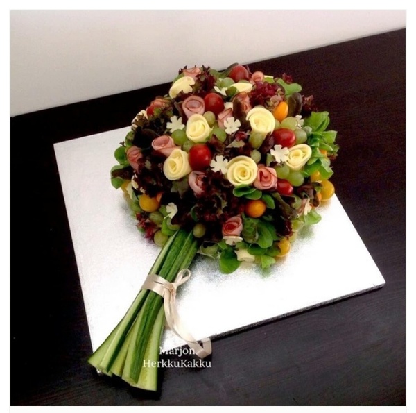 This is an appetizer in the form of a bouquet of flowers) - Serving, Snack, Bouquet, Photo, Food