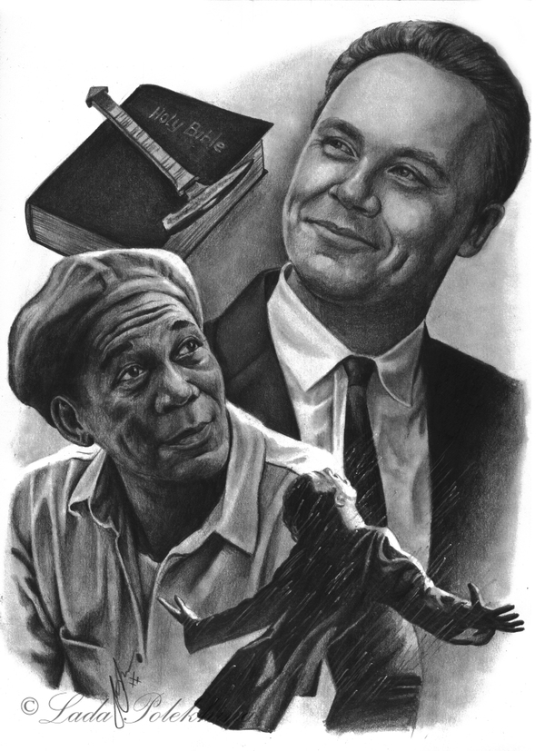 Drawing with a simple pencil. - My, My, Drawing, Stephen King, The Shawshank Redemption, Red, Morgan Freeman, , Tim Robbins