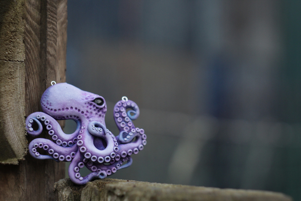 Octopus. Pendant made of polymer clay 7.5 cm. - My, Polymer clay, Octopus, Sea, Ocean, Underwater world, Pendant, Longpost
