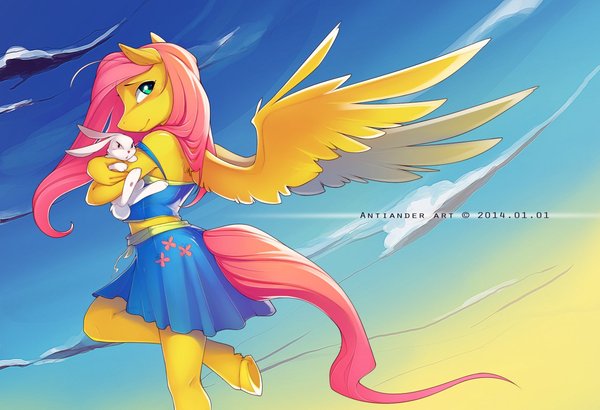 Monday - Fluttershy, Anthro, Furry, My little pony, Antiander