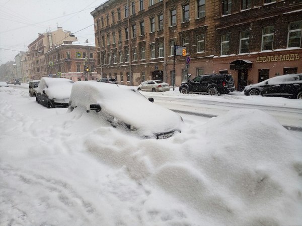 Parked - My, Saint Petersburg, Snow, , Swept over, Paid parking