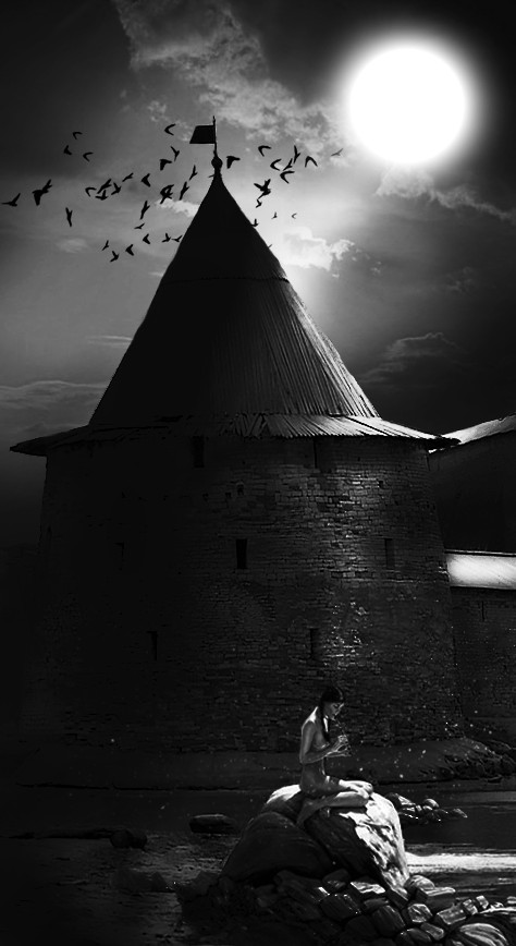 Gothic Pskov - NSFW, My, Collage, Photoshop master, Pskov, Tower, Black and white