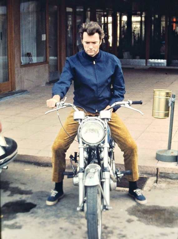 Clint Eastwood on a bike, late 1960s - Clint Eastwood, Moto