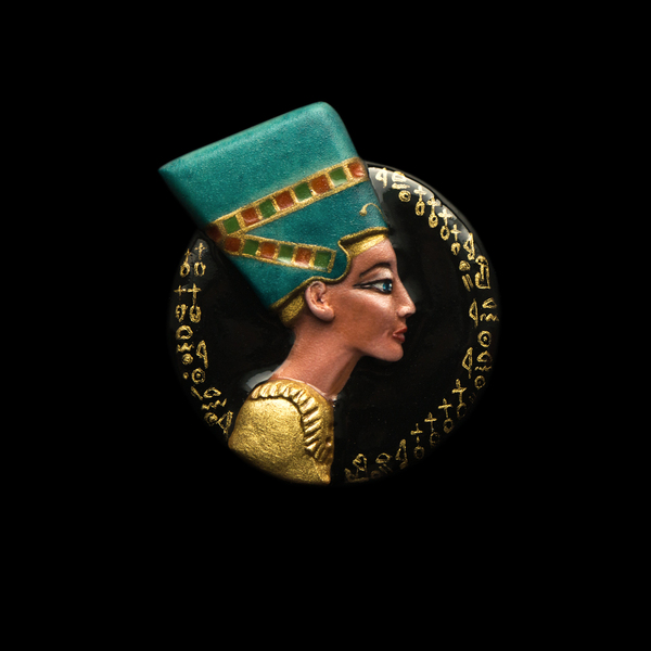 Nefertiti (brooch) - My, Nefertiti, Egypt, Ethno, Brooch, Polymer clay, Decoration, Face, Miniature