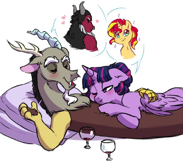 Thoughts of loved ones - My little pony, MLP gay, MLP Lesbian, Discord, Twilight sparkle, Tirek, Sunset shimmer, Shipping