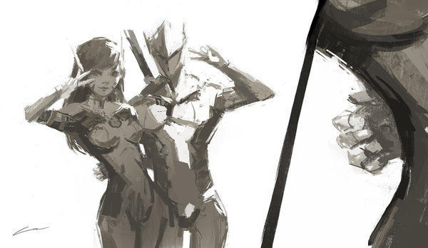 The Dragon's Hover Hand - Art, Games, Overwatch, Dva, Genji, Alex Chow