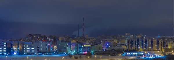 Skyline - My, Photo, Панорама, Evening, Cheboksary, Town, Winter, Landscape