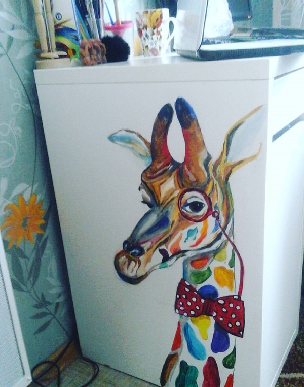 Giraffe Jora craves acquaintances - My, Gouache, Skittles, Giraffe, IKEA, Drawing