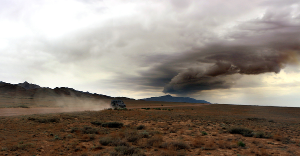 Through the steppe - My, Steppe, Landscape, Kazakhstan, Dust, Road