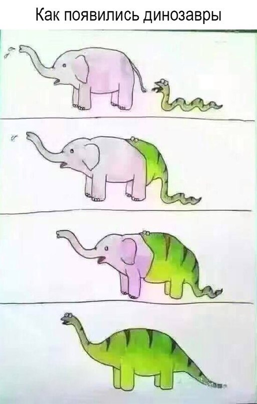 How Dinosaurs Came... - Not mine, Honestly stolen, Dinosaurs, Snake, Elephants