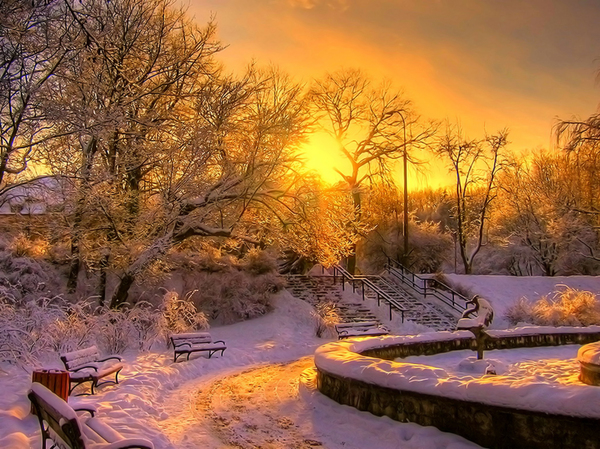 Фонтан  в  зимней  спячке .