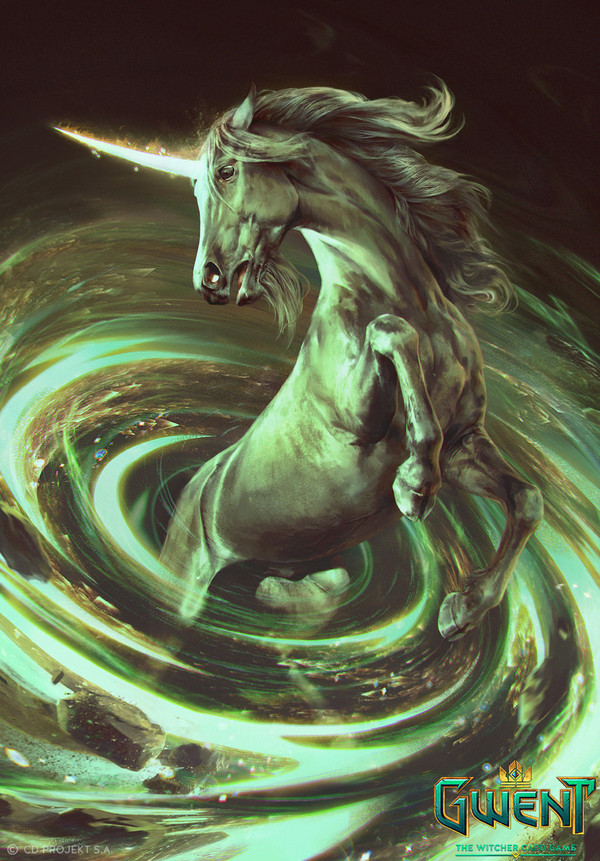 Unicorn and Chironex - Gwent Card - Witcher, Gwent, Art, Cards, Unicorn, , , Longpost