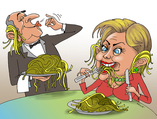 The people refused to eat informational noodles - My, Caricature, news, Politics, Propaganda, Information, Bill clinton