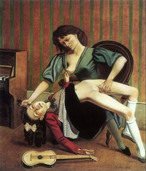 Balthus - Guitar Lesson - NSFW, , Painting, Guitar, 1934
