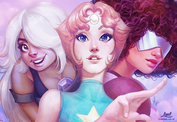 Crystal Gems (Crystal Gems) - , Art, Steven universe, Pearl, Amethyst, Garnet, Longpost