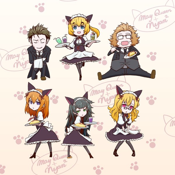 May Queen waiters - Steins gate, Visual novel, Anime art, Kurisu makise, Okabe rintaro, Maho Hiyajo, Kiryuu moeka, Mayuri shiina