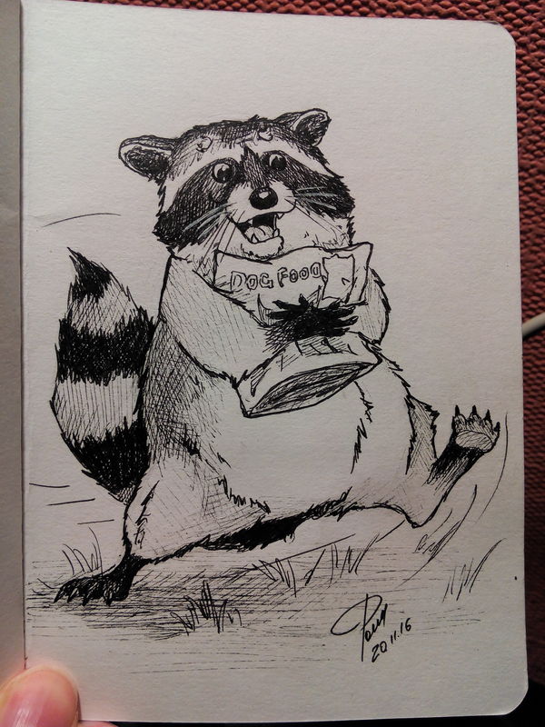Everything is mine! - My, Drawing, Art, Creation, Raccoon, 1page1day