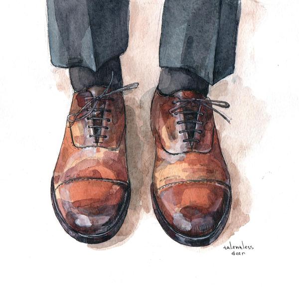 Male shoes - My, Shoes, Shoes, Watercolor, Men, Art, Drawing, Illustrations