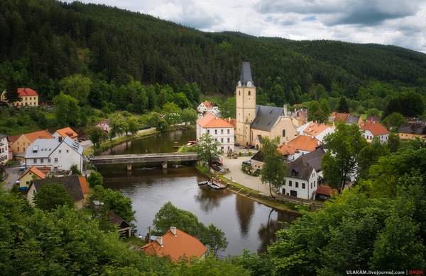 Rozmberk nad Vltavou. - River, My, Photo, Forest, Roof, Lock, The photo, Czech, Bridge