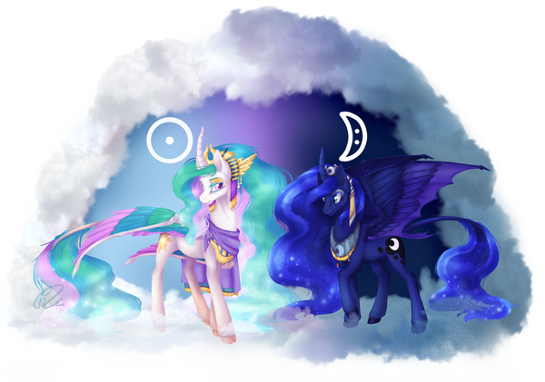 Sun and Moon My Little Pony, Princess Luna, Princess Celestia, 