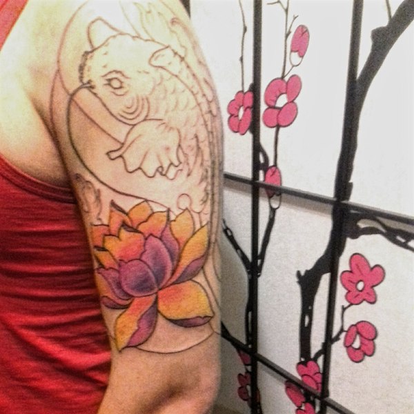 Carp :3 - My, Tattoo, Art, Drawing, My, Carp