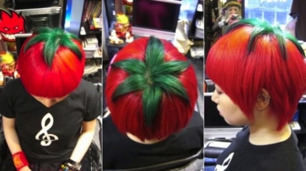 Stylish tomato hairstyle / again the Japanese have done it - Прическа, Tomatoes, Japan