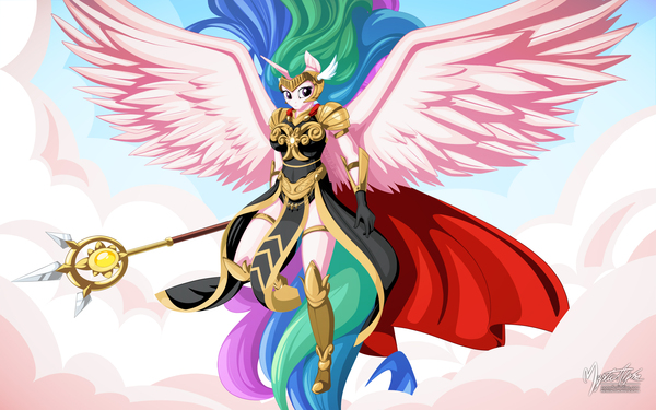 Celestial Valkyrie - My Little Pony, Princess Celestia, Антро, Арт, Mysticalpha