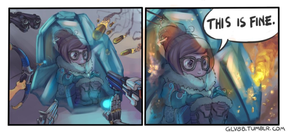 This is Fine, This is Fine, Overwatch, Mei, Blizzard.