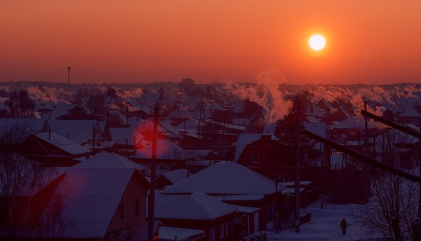 Прогноз погоды с балкона - Закат, Мороз, Зима, Омск, Дрова