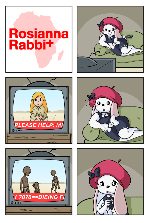 And in Africa, children are starving! - Comics, Rosianna rabbit, TV set, Black people, Children, Africa, Longpost