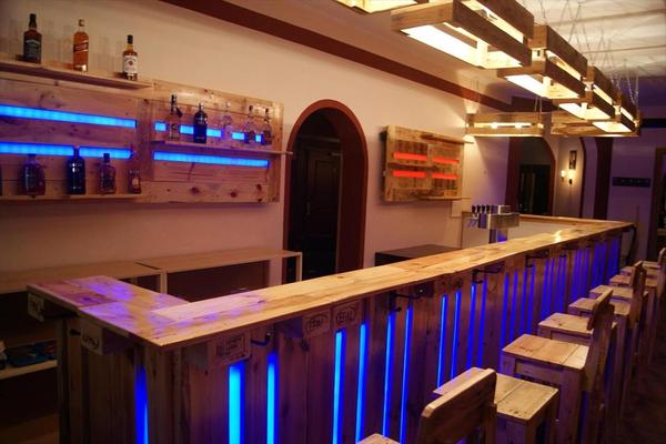 Pallet bar decor - Bar, Pallet, Craft, Longpost, Backlight, Pallets