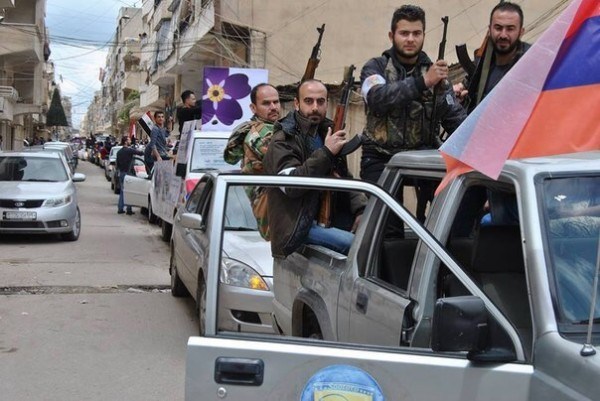 Syrian Armenians go to fight for Syria with the Armenian flag - Syria, Armenia, Armenians, Aleppo, , 