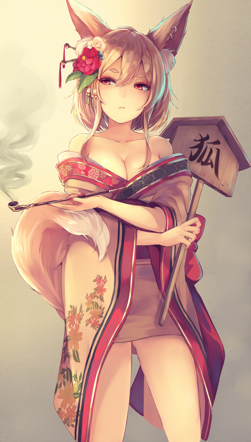 Anime Art - Anime art, Anime, Anime original, Animal ears, Kitsune, Kimono