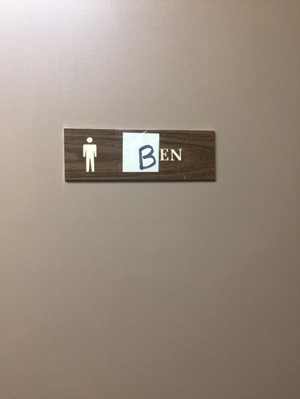 When there is only one man in the office and his name is Benjamin - Toilet, Office, Ben