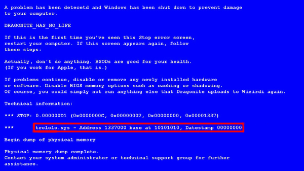 Blue screen of death crashes - Blue screen of death, 