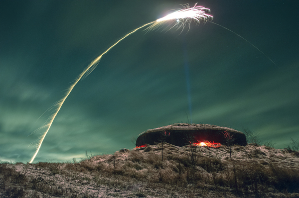 Night photo of bunker - My, Photo, Pillbox, The photo, Republic of Belarus, Night, Firework, Light