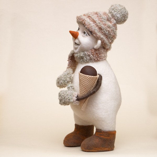 Snowman - My, snowman, Handmade, Dry felting, Creation, Wool toy, Longpost