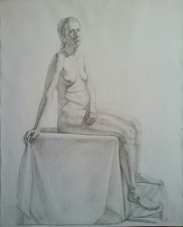 naked woman - NSFW, My, My, Drawing, Pencil, Nudity, Sokano, Creation, Longpost