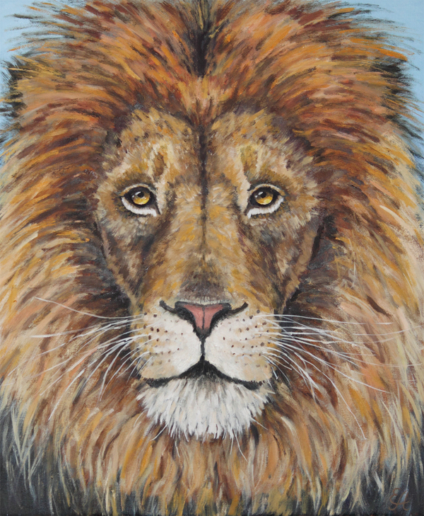 Лев. Картина маслом.